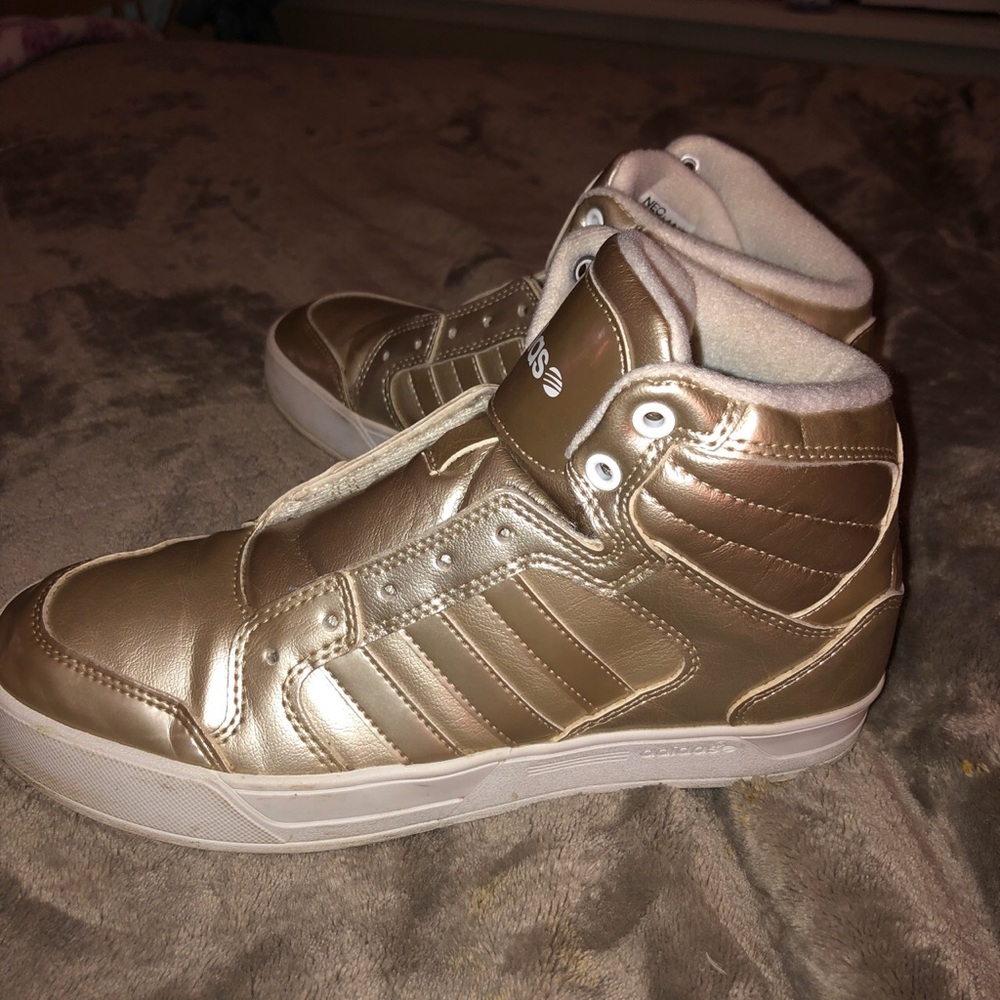 Adidas gold high top sneakers